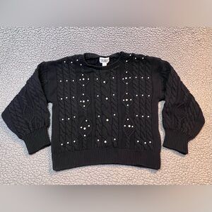 Colorful Planet Long Sleeve Cable Knit Sweater Little Girls Size XXL Black